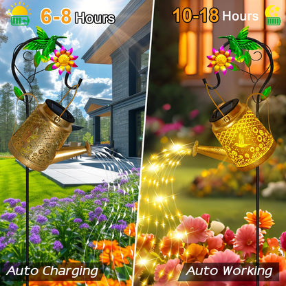 Hummingbird Solar Watering Can Lights, Outdoor Waterproof Garden Lanterns with Shepherd Hook, Solar Garden Decor for Yard Outdoor Landscape Pathway, Gift for Women Mom Grandma Christmas Gifts, 2 Pack