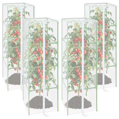 ZeeDix 57" x 16.1" Garden Bird Netting for Square Tomato Cage, 4 Pack Garden Mesh Barrier, Plant Covers Protect Tomatoes, Vegetables, Blueberry Bush from Birds & Pests