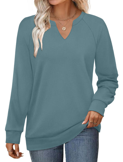 SAMPEEL Sweatshirts for Women V Neck Long Sleeve Shirts Lightweight Sweaters Fall Fashion Tops Outfits 2025