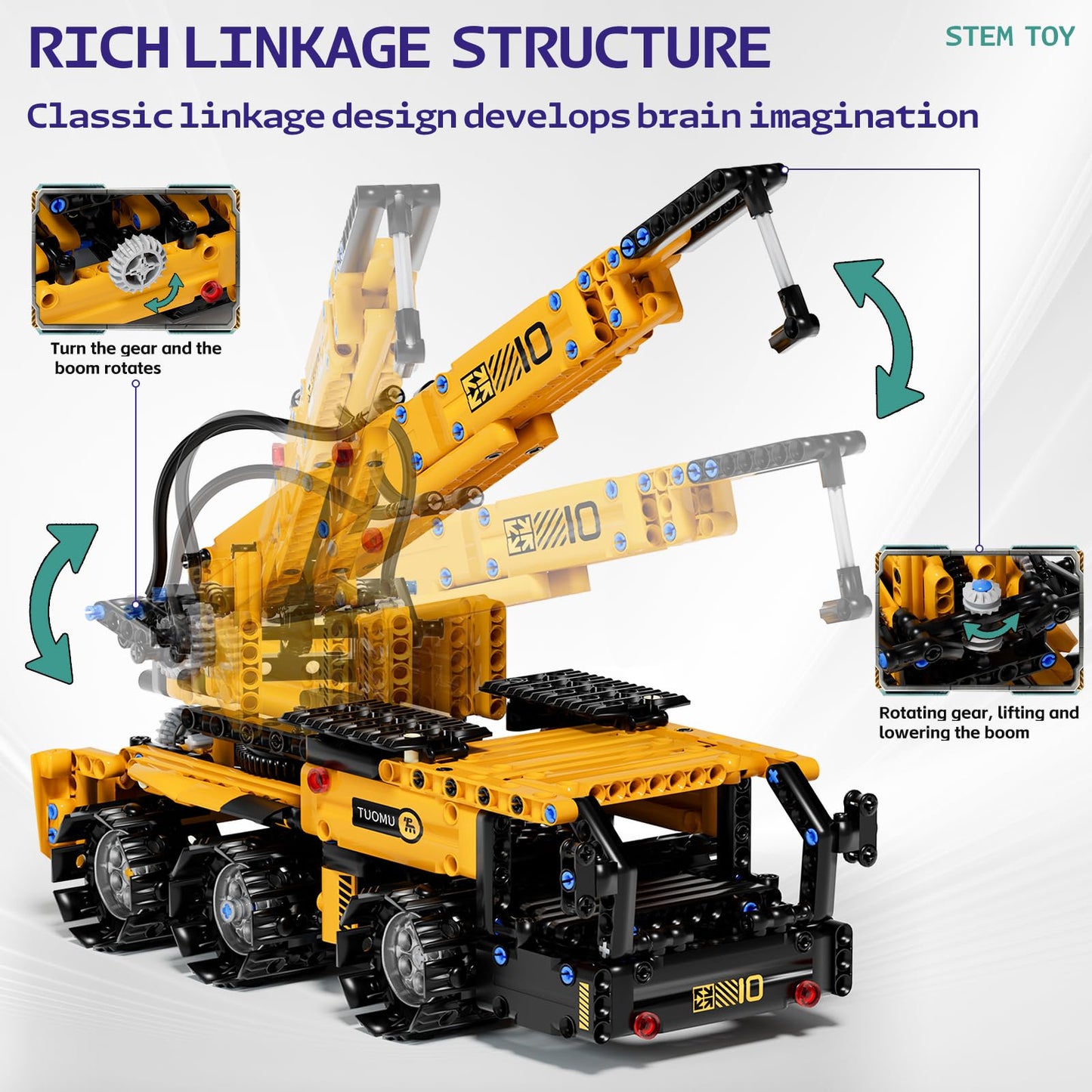 DOLIVE 5 in 1 STEM Building Block Set, App & Remote Control Construction Vehicle Kit, DIY Excavator Crane Truck Bulldozer Roller, Educational Birthday Gift for Kids 8-14 Years Old