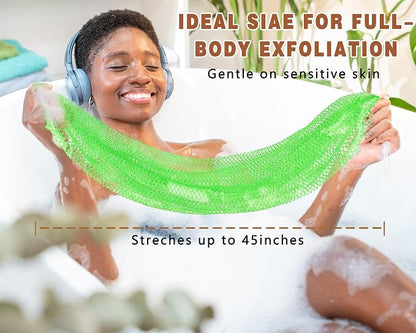 2 Pack African Net Sponge Exfoliating Body Scrubber Bath Sponge for Daily Use (Light Purple + Light Green)