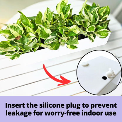 LaLaGreen Planter Boxes Outdoor (24 Inch, 4 Pack) White Metal Rectangular Railing Flower Box with Brackets, Deck Railings Planters Fence Balcony Patio Porch Plant Holder Stylish Garden Decor Over Rail