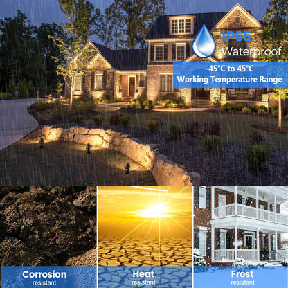 Gardencoin Solid Brass Outdoor Landscape Spotlight, 12V LED Low Voltage Spot Light for Garden and Yard Uplighting, Classic Bronze Heavy Duty Accent Lighting Fixture with 2700K MR16 Bulb, Single