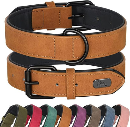 Didog Soft Padded PU Leather Dog Collar, Breathable and Adjustable Dog Collars for Small Dogs, Comfortable for Daily Walk, Light Brown, M Fit Neck 11-14"(10-20 lbs)
