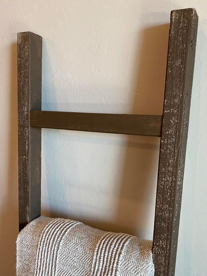 BarnwoodUSA Rustic Farmhouse Decorative Ladder - Our 5 ft Ladder can be Mounted Horizontally or Vertically and is Crafted from Upcycled Wood | No Assembly Required | Brown