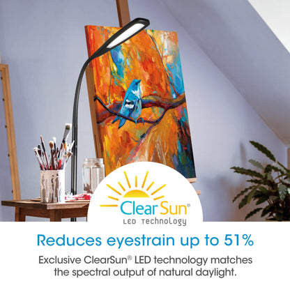 OttLite ClearSun Flex LED Floor Lamp, Touch Activated Controls, Adjustable Neck, Smart Memory Feature, Great for Book Light, Floor Lamps for Living Room, Reading Light, Standing Lamp