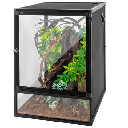 REPTI ZOO 18" x 18" x 24" Reptile Tank, Deluxe Foldable Screen Cage, 34 Gallon Vertical Terrarium with Fogger & Cable Pass, Tall Enclosure for Chameleon, Tree Frog, Crested Gecko, Arboreal Reptiles