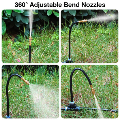 MIXC 50Ft 1/4" Drip Irrigation System,2026-Upgrade Garden Irrigation Kit with 12pcs Adjustable Copper Nozzles,Automatic Atomizing Watering System for Outdoor Plants,Raised Bed,Yard,Potted Plant,Lawn