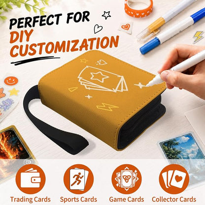 1 Pocket Card Binder with Zipper, 100 Pockets Mini Trading Card Album, Premium PU Leather Single Card Binder, Small Display Folder for TCG & Sports Cards