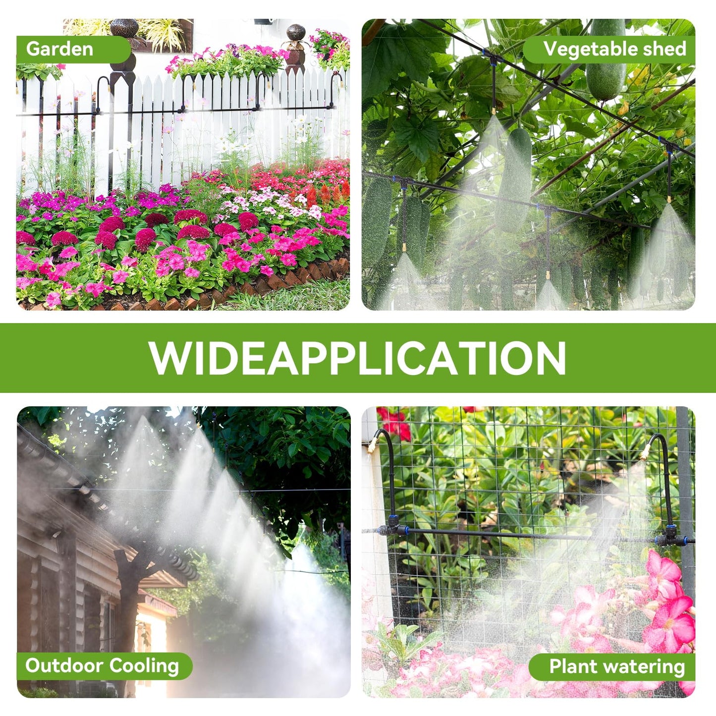Delinlin 1/4" 60Ft Garden Drip Irrigation System with 12pcs 360°Adjustable Brass Nozzles & Bendable Rod, 2026-Upgraded Watering System Kit for Outdoor Raised Bed, Potted Plant, Yard, Greenhouse