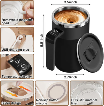 Lanchic Self Stirring Mug,Self Stirring Coffee Mug,Suitable for Coffee, Milk, Cocoa and Other Beverages (Black)