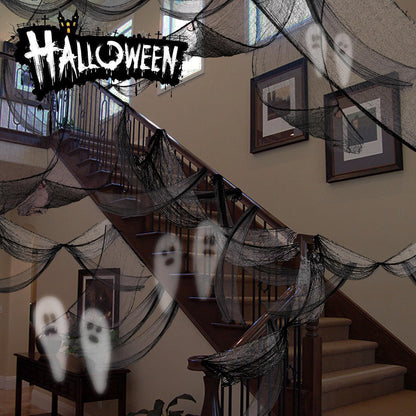 4-Pack Spooky Black Halloween Gauze - 30x120 Inch, Scary Cloth for Haunted House, Outdoor Patio, Garden, Indoor Wall Windows, Halloween Decorations