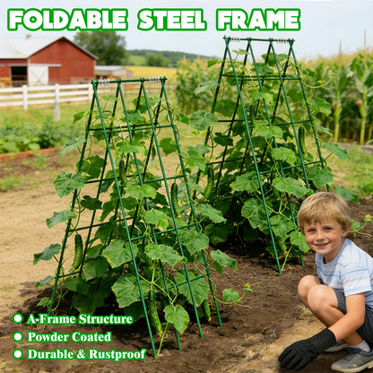 Heavy Duty Cucumber Trellis,2 Pack,No AssemblyGarden Trellis for Climbing Plants Outdoor,Cucumber Trellis, A-Frame Vegetable Frame,Vegetables Peas Beans Squash Cucumber