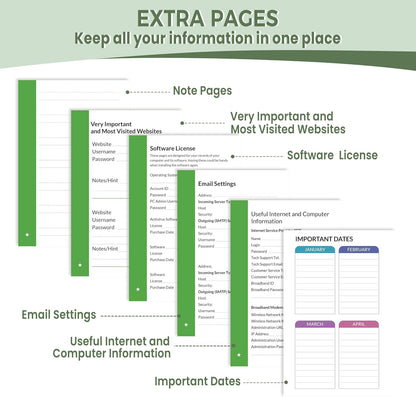 SUNEE Password Keeper Book with Colorful Alphabetical Tabs, Small Pocket Password Book for Internet Website Address Login, Gifts for Home and Office, 4''x 6''- Sage Green