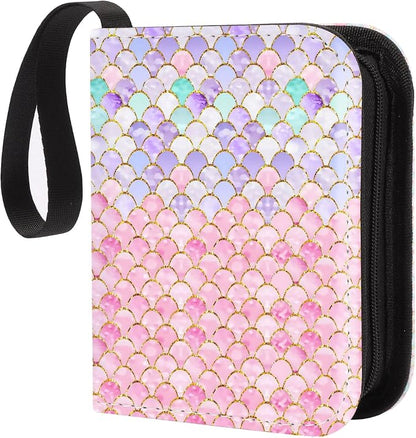 CLOKORIA Small 1 Pocket Card Binder for Cards,Mini Trading Card Binder Holder Fits 80 Cards with 40 Removable Sleeves,Card Collection Binder Album Book Case for TCG,MTG,Sports Games (Fish scales)