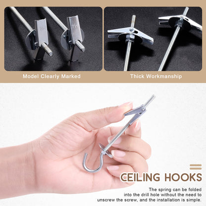 Wokape 64Pcs M4×75 Heavy Duty Carbon Steel Ceiling Hooks Spring Toggle Wing Bolts Wall Fixing Ceiling Hooks Pothook Wall Fixing Anchors Ceiling for Hanging Plants