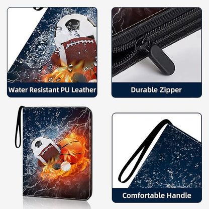 Sports Card Binder 4 Pocket Trading Card Binder 400 Pockets Double Sided Pockets Baseball Card Binder for Football Baseball Basketball Hockey Card and Other TCG Collection Storage Album