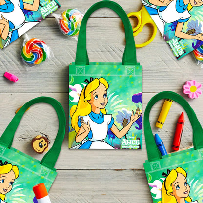 Disney Alice in Wonderland Party Favor Bags Set – 24 Pack 8" Goodie Bags for Kids Bulk Reusable Mini Totes Alice in Wonderland Birthday Party Supplies
