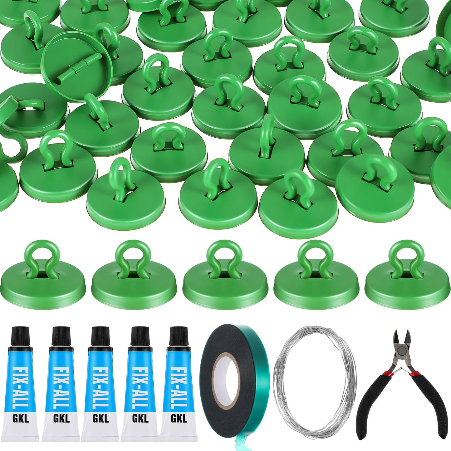 WILLBOND Plant Anchor Kit, 80 Pcs Vine Anchors 5 Pack Silicone Adhesive Sealant Garden Tie Tape Metal Wire Wire Cutters for Spring Trellis Vine and Stucco Brick Wall Climbing Plants Supplies(Green)