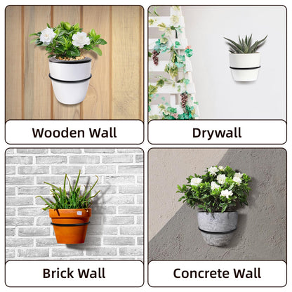 GREANER 7 Inch Transparent Plastic Garden Pots, 6 Inch Black Plant Pot Holders, 15 PCS Clear Plant Pots with Drainage Holes, 6 PCS Wall Mounted Pot Hook Bracket for Balcony, Home, Garden, Yard