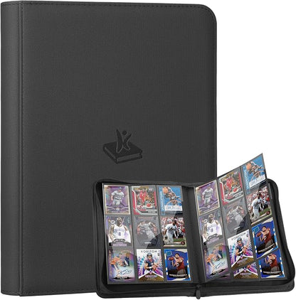 Trading Card Binder 9 Pocket, 360 Pockets Double-Sided Card Album, Premium PU Leather Zipper Card Holder for MTG, TCG, Sports & Game Cards, Must-Have for Collectors（Black）