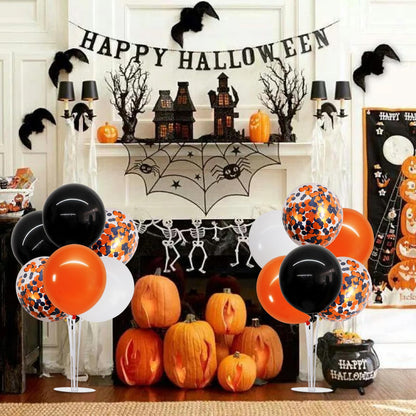 TONIFUL 4 Set Halloween Balloons Black Orange Confetti White Balloon Stand Centerpiece Table Decorations for Halloween,Celebration Party Bar,Anniversary,Graduation Decoration 2026