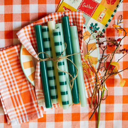 Talking Tables 2 x Orange Gingham Kitchen Tea Towels Table Linen Fabric Dish Cloths Large Checkered Cloth Napkins Absorbent Durable Soft Cotton Quick Drying, ECO Packaging 17 x 27 Inches