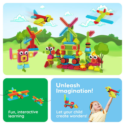 PicassoTiles Toys 112 Piece Hedgehog Blocks STEM Building Tiles Set Construction Learning Toy Stacking Interlock Block, Creativity Beyond Imagination, Inspirational, Recreational, Educational PTB112