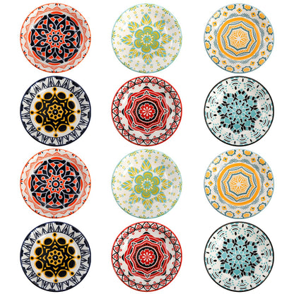 Cedilis 12 Pack Ceramic Soy Sauce Dipping Bowls, 3.5oz Pinch Bowl for Kitchen Prep, 4 Inch Small Sushi Soy Sauce Dish Plate, Colorful Condiments Bowl Dish Dip Bowls Side Dishes