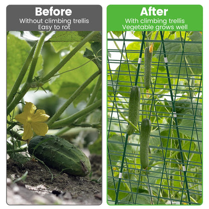 Toriexon Foldable Cucumber Trellis, 48" L x 34" W A-Frame Trellis, Climbing Plants Support Raised Bed Trellis with Twist Ties & Plant Bags for Outdoor Yards Gardens