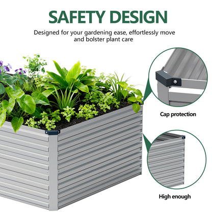 Vengarus 6x3x2FT Galvanized Raised Garden Bed Kit, Deep Root Planter Box Outdoor Large Planter Raised Beds for Planting Flowers,Vegetables and Herbs-Silver