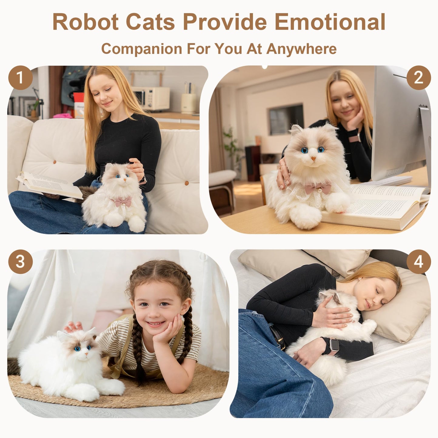 Chongker 24.8" Interactive Robot Cat Plush Stuffed Animal Interactive Pet with Touch Control, Kitten Electronic Pet Robotic Kitty Toy (Interactive Cat 1.1)