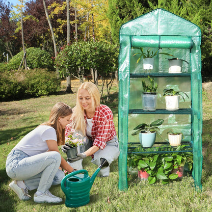MaxWorks 4-Tier Portable Walk-in Greenhouse – 27" x 19" x 63" – Tall Mini Plant Grow House with Clear PE Cover & Steel Frame – Indoor/Outdoor Shelter for Seedlings, Herbs, or Flowers (51962)