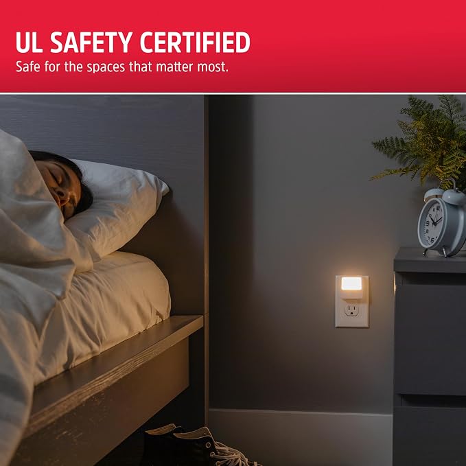 Energizer Night Lights Plug into Wall, 2-Pack, LED Plug in Nightlight, Soft Warm White, Always On, Adults, Kids, Bedroom, Bathroom, Nursery, Hallway, Kitchen, UL Safety Listed, 81568