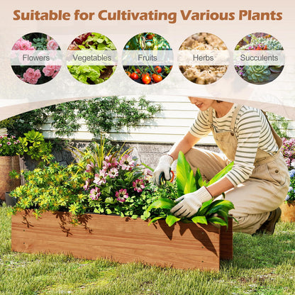 S AFSTAR Raised Garden Bed, 44" x 11" x 10" Wood Rectangle Planter Box with Drainage Holes, Water-Resistant Paint, Decorative Window Box, Outdoor Garden Bed for Fruit Vegetable Flower Herb, Orange