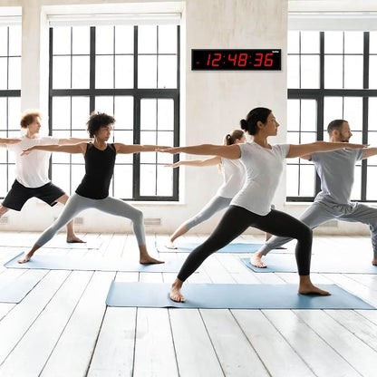 Ivation Oversized Large Digital Wall Clock - Big LED Digital Clock w/Large Display & Durable Aluminum Frame, Shelf or Wall Mount (30 Inch - Red) 6 Brightness Levels | Time Memory | Remote