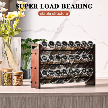 Roykoota Spice Rack, Spice Rack Organizer without Seasoning Jars, Wooden Rustic 3 Tier Kitchen Spice Organizer Shelf for Cabinet, Countertop or Wall Mount