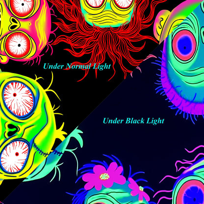 Horror Tapestry Blacklight Tapestry for Bedroom Zombie Crowd Around Tapestries UV Reactive Poster Glow in the Dark Walker Undead Ghoul Tapestries Wall Hanging Halloween Decor Scary Room Decor 90"x71"