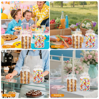 Dovesail 2 Pack 130 oz Candy & Cookie Jar Plastic Jars with Lids, Airtight Candy Jar Unbreakable, Decorative Kitchen Storage Jar, Clear Food Storage Canister for Pet Food