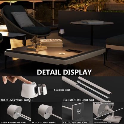 Timjorman Compact Cordless Table Lamp, Rechargeable LED Night Light, Dual Light Source (RGB Top & Warm Bottom), Touch Control & Timer, Metal Lamp for Bedroom & Kids Room (Greige 1PACK)