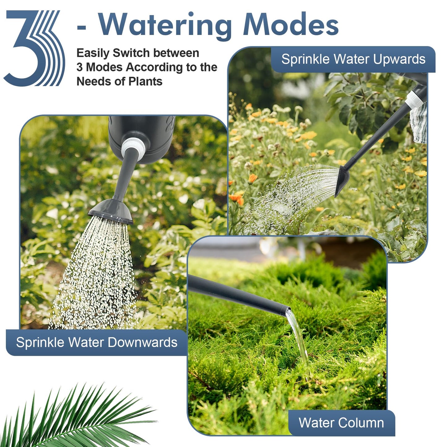 2 Gallon Watering Can for Outdoor Plants, Plant Watering Can with Removable Long Spout and Stainless Steel Sprinkler Head, Large Water Can for Garden Flowers Vegetables