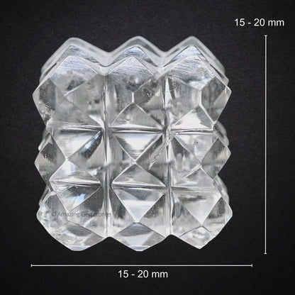 Amazing Gemstone Clear Quartz Crystal Cube with 54 Pyramid - 1" Mini Lemurian Pyramid Cube Figurine of Natural Stone Pyramid for Meditation, Reiki, Chakra Balancing Vastu Pooja and Crystal Grids