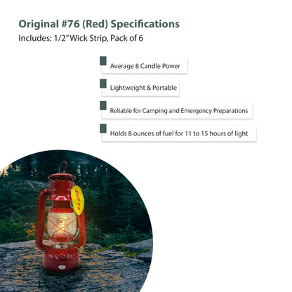 LIGHT OF MINE Oil Lantern - Dietz #76 Original Red with Replacement Wick Strips - Multicolor