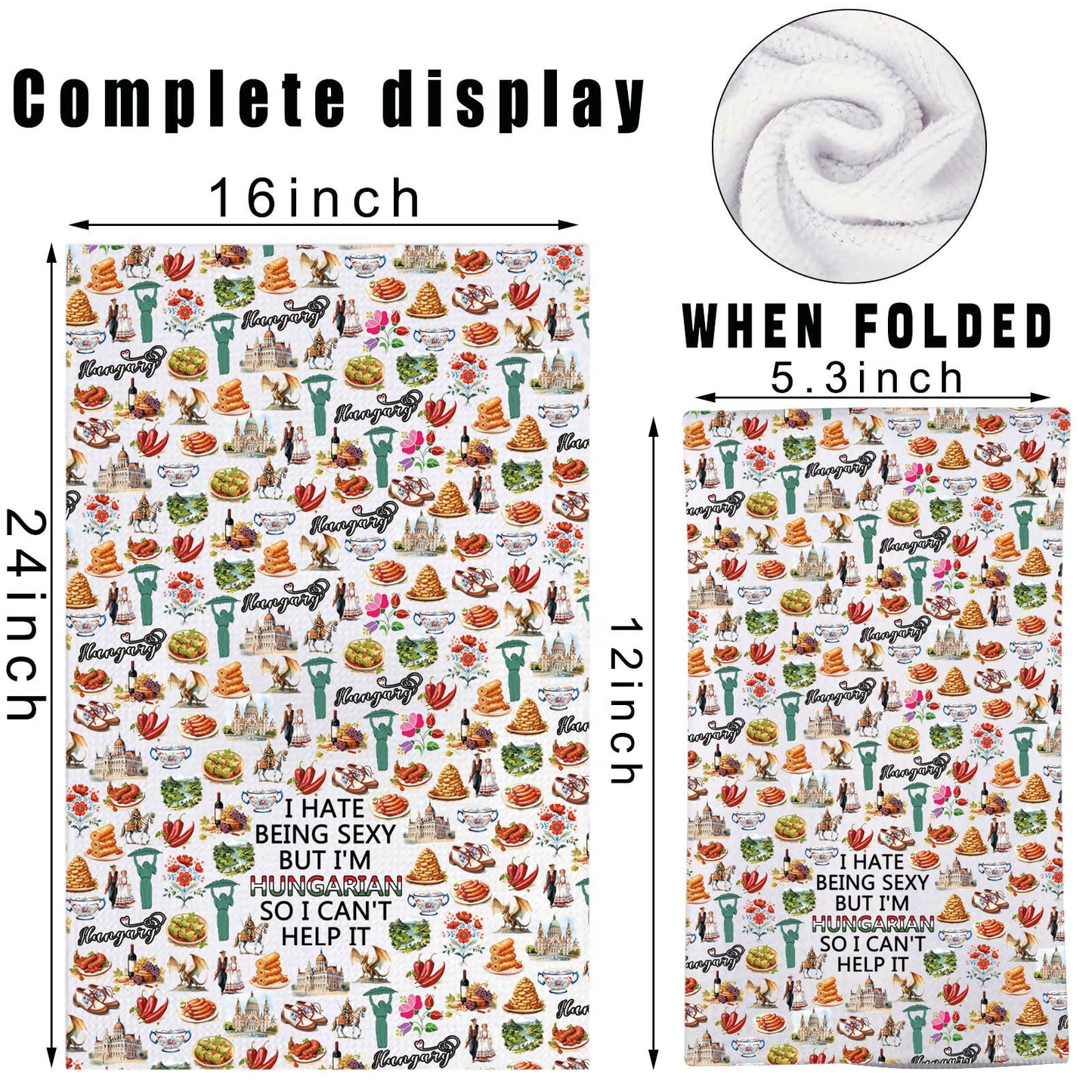 JNIAP Hungarian Kitchen Towel Hungary Gifts Hungarian Chef Gift Hungarian Flag Dish Towel Hungary Hand Towel (Hungarian kt)