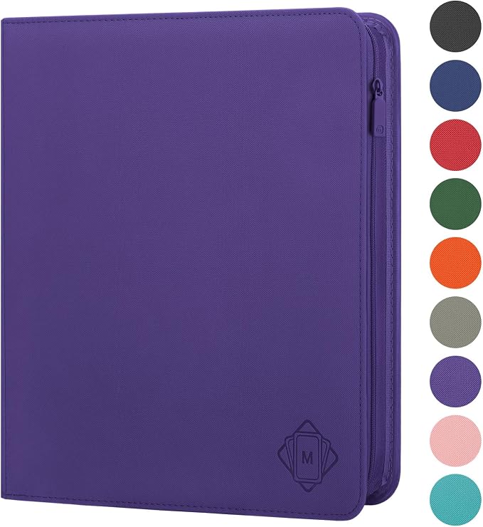 Premium Card Binder 12 Pocket for 720 Pockets Trading Card Binder, PU Zipper Card Collection Album, Sturdy Side-Loading Card Book Holder for MTG, TCG, Game Cards, Sports Cards