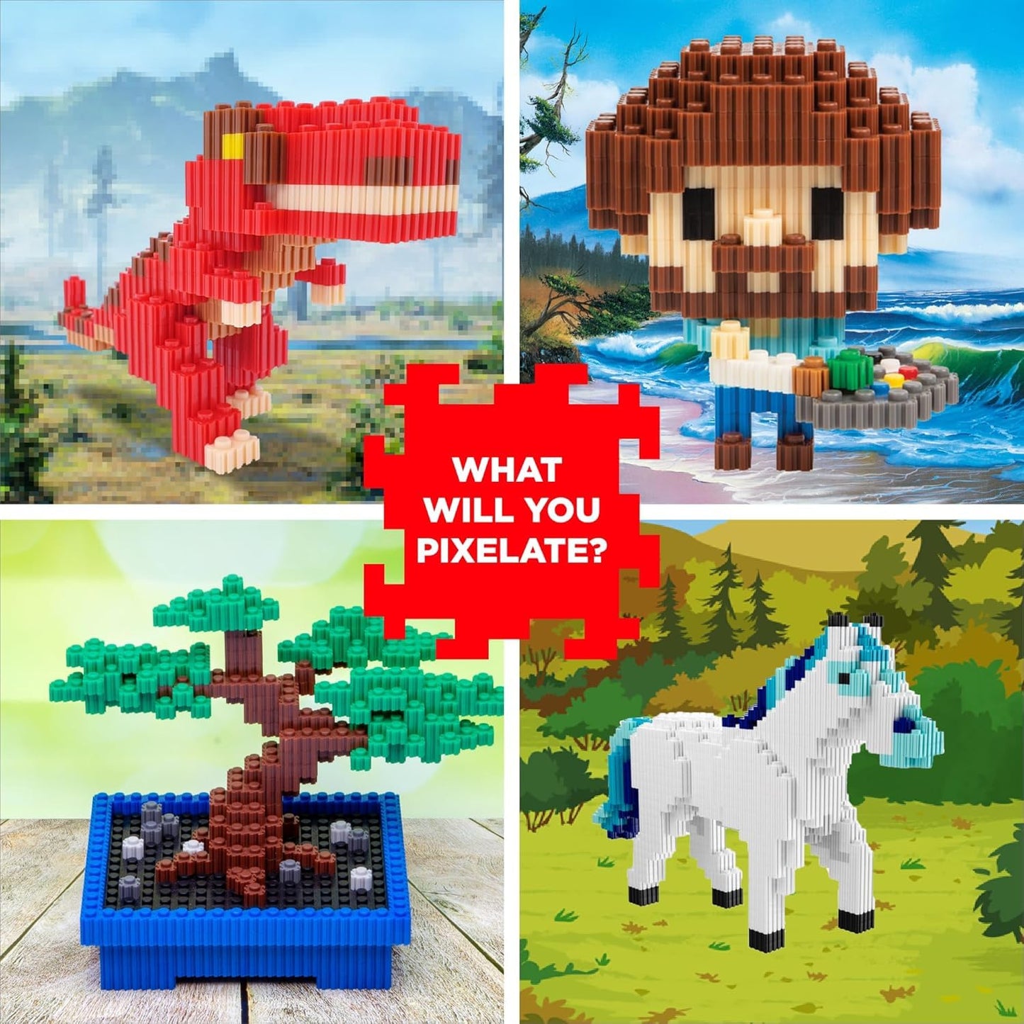 Pix Brix Pixel Art Puzzle Bricks - Star Stable’s Starshine, 3,405 Pieces - Interlocking Building Bricks, Pixelate Your Favorite Horse in 2D or 3D Version - Stem Toys, Ages 6 Plus