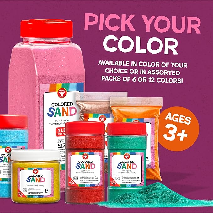 Hygloss Colored Sand for Crafts – 3 lb Bottle, Black – Vibrant Colorful Fine Sensory Play Sand Art Kits for Kids – Classroom Activities for Children 3 4 5 6 7 8 9 10 11 12 – Safe for Ages 3+