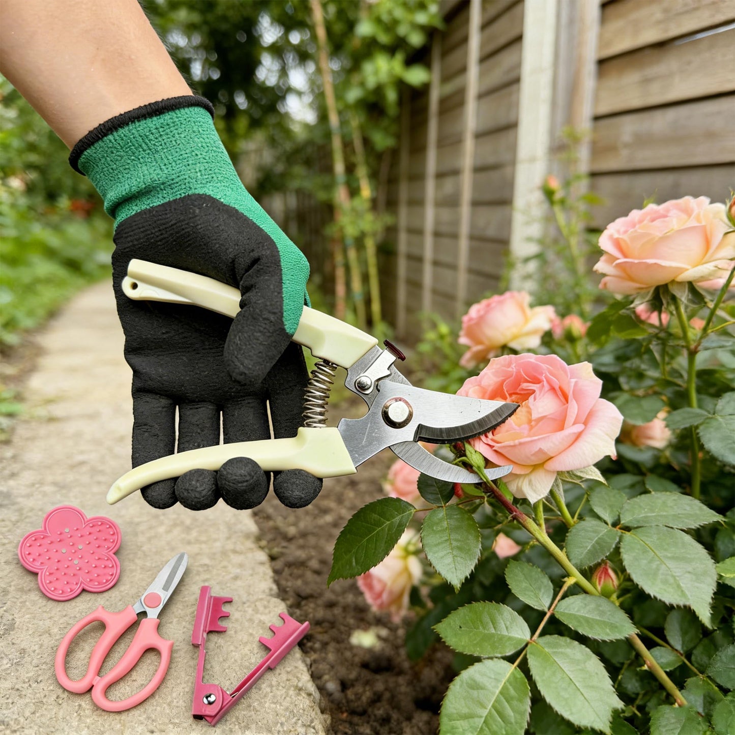 Floral Tool Kit, Rose Thorn Stripper Tool Garden Pruning Shears Scissors Kit, Glove for Floral Making Supplies,Use for Florist Supplies