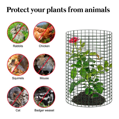 8 Pack 24'' x 12'' Large Wire Plant Protector from Animals, Metal Plant Wire Cage Chicken Wire Cloche with Ground Stakes , Labels and Nylon Tie to Keep Animals Out, Garden Protection Bunny Barricade