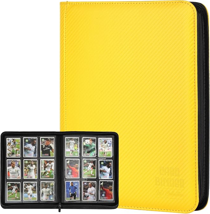 Trading Card Binder, Premium 9 Pocket Double Sided 540 Pocket PU Card Collection Binder, Collectible Trading Card Albums for MTG, TCG, Sport Card, Game Cards (Yellow 1)
